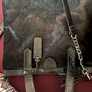 Nice leather and calf hair black bag